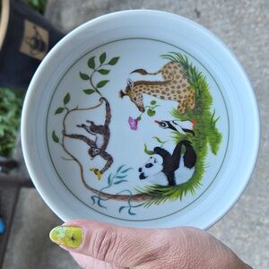 Vintage Lynn Chase 1988 Porcelain Jungle Party Child's Bowl